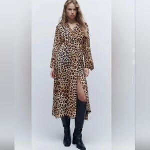 Zara Sheer Animal Print Leopard Date Night Ladies Night Out Party Dress